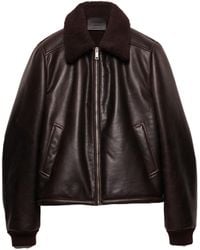 Prada - Leather And Shearling Jacket - Lyst