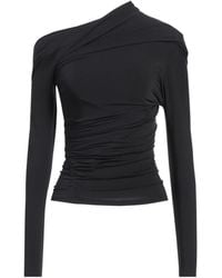 Balenciaga - Solid Color Off-The-Shoulder Long Sleeve Top - Lyst