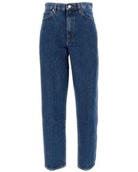 FRAME - Button Detailed Straight Leg Jeans - Lyst