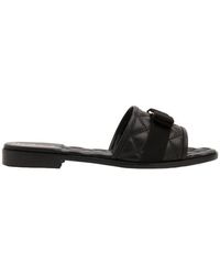 Ferragamo - Ferragamo Logo-Engraved Slip-On Sandals - Lyst
