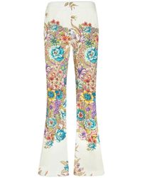 Etro - Floral-Printed High Waist Flared Trousers - Lyst