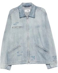 MM6 by Maison Margiela - Numbers-Motif Zipped Denim Jacket - Lyst