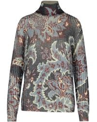 Etro - Motif Printed High Neck Jumper - Lyst