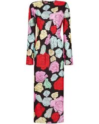 Marni - Floral-Printed Long-Sleeved Crewneck Dress - Lyst