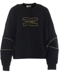 Elisabetta Franchi - Logo Printed Zip-Detailed Crewneck Sweatshirt - Lyst