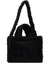Marni - Shearling-Trim Logo Detailed Tote Bag - Lyst