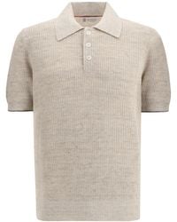 Brunello Cucinelli - Half English Rib Knit Polo Shirt - Lyst