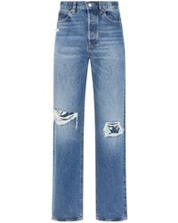 FRAME - Distressed High-Waist Straight Jeans - Lyst