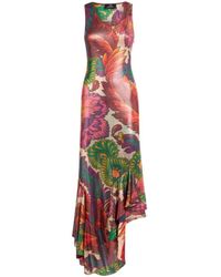 Etro - Maxi Floral Printed Laminated Jersey Dress - Lyst