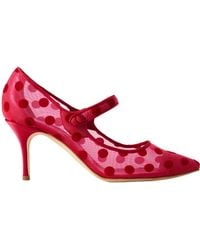 Manolo Blahnik - Campari Satin Trim Mary Jane High Heels Single-Layer Shoes - Lyst