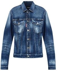 DSquared² - Buttoned Distressed Denim Jacket - Lyst