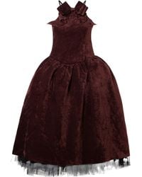 ShuShu/Tong - Bow-Embellished Crushed-Velvet Midi Dress - Lyst