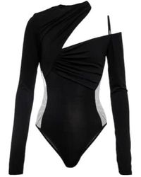 Nensi Dojaka - Asymmetric Tulle-Paneled Bodysuit - Lyst