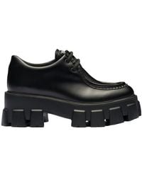 Prada - Monolith Brushed Leather Lace-Up Shoes - Lyst
