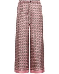 Max Mara - Silk Bicycle Print Wide-Leg Trousers - Lyst