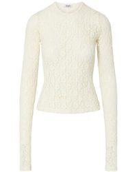 Liu Jo - Long Sleeved Crewneck Lace Top - Lyst