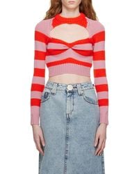 Marni - Striped Cut-Out Knitted Jumper - Lyst
