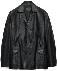 Prada - Double-Breasted Nappa Leather Caban Jacket - Lyst