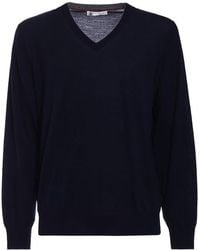 Brunello Cucinelli - V V-Neck Knitted Jumper - Lyst