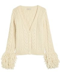 Moncler - Chunky Cable-Knit V-Neck Cardigan - Lyst