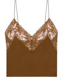 Saint Laurent - Lace-Trim Silk Camisole Top - Lyst