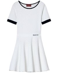 Gucci - Logo Intarsia Short-Sleeve Dress - Lyst