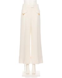 Valentino - Logo Plaque Wide Leg Pants - Lyst