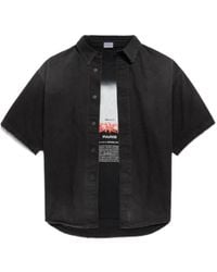 Balenciaga - The Door Denim Hybrid Short Sleeve Shirt - Lyst