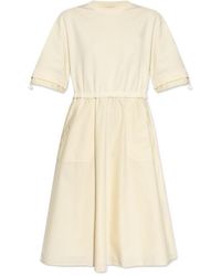 Moncler - Short-Sleeved Drawstring Midi Dress - Lyst