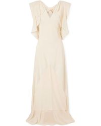 Lanvin - Ruffled V-Neck Maxi Dress - Lyst