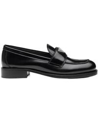 Prada - Triangle-Logo Leather Loafers - Lyst