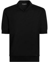 Dolce & Gabbana - Open Collar Silk Polo Shirt - Lyst