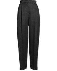 Brunello Cucinelli - High-Waisted Straight-Leg Wool Checkered Pants - Lyst