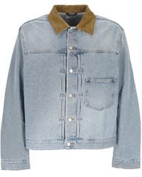 Haikure - Contrast Collar Denim Jacket - Lyst