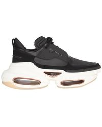 Balmain - Bbold Suede And Leather Trainers - Lyst