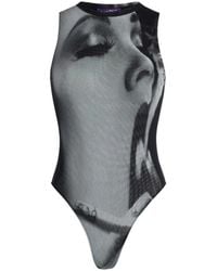 Jean Paul Gaultier - Smoking Printed Mesh Bodysuit - Lyst
