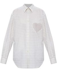 Moschino - Checked Pattern Heart-Detail Shirt - Lyst