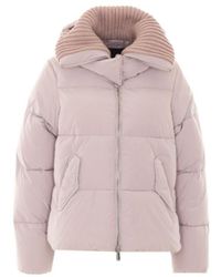 Pinko - Ribbed-Collar Zipped Puffer Coat - Lyst