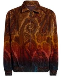 Etro - Cotton Corduroy Jacket With Placed Degradé Paisley Print - Lyst