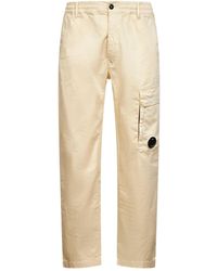 C.P. Company - Ivory Stretch Cotton Satin Cargo Trousers - Lyst
