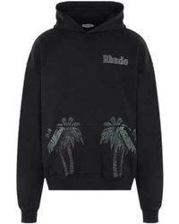 Rhude - Logo-Print Long-Sleeve Hoodie - Lyst