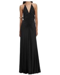 Self-Portrait - Halterneck Open-Back Ruched Maxi Dress - Lyst