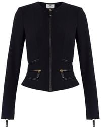 Elisabetta Franchi - Zipped Double-Layer Crêpe Jacket - Lyst