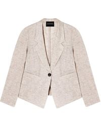 Emporio Armani - Linen Chambray Lapel Jacket - Lyst
