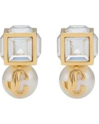 Jimmy Choo - Pearl Cube Studded Earrings - Lyst