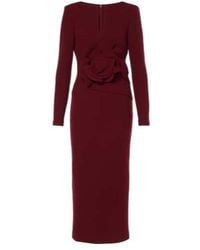 Roland Mouret - Floral Wool Crepe Midi Dress - Lyst