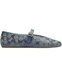 COACH - Mary Jane Crystal-Embellished Buckle-Strap Ballet Flats - Lyst