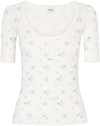 Chloé - Floral-Print Waffle-Knit Cotton-Jersey T-Shirt - Lyst