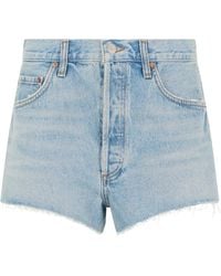 Agolde - High-Rise Raw-Hem Denim Shorts - Lyst