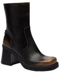 COACH - Leather Block-Heel Ankle Boots - Lyst